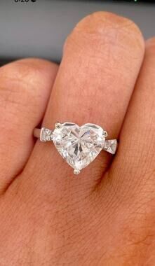 3.4 CT Heart Lab Grown Diamond Engagement Ring IGI Certified